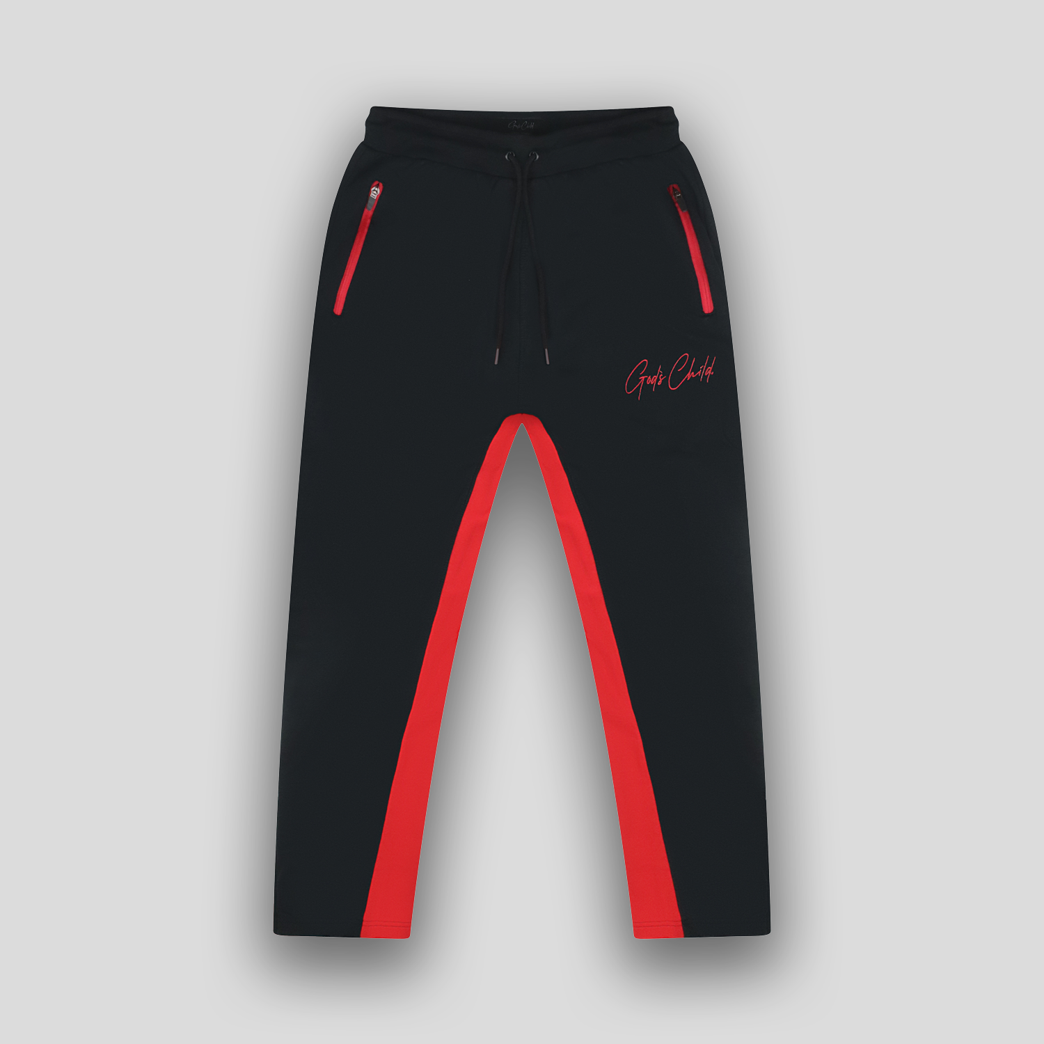 God`s Child Stacked Joggers (Black & Red)